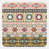 Aztec Pattern Tribal Art Square Sticker (Voorkant)