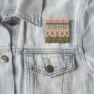 Aztec Pattern Vierkante Button 5,1 Cm