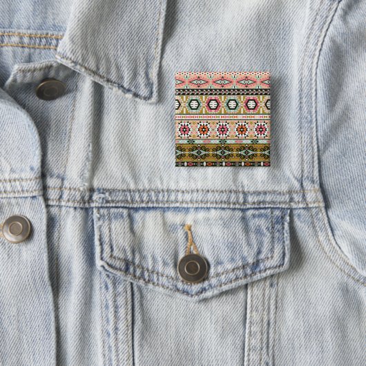 Aztec Pattern Vierkante Button 5,1 Cm (In situ)