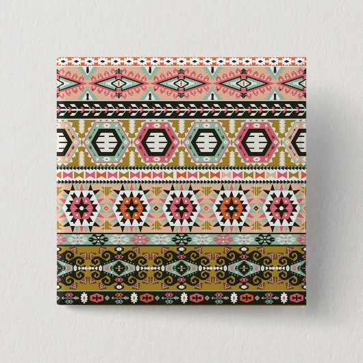 Aztec Pattern Vierkante Button 5,1 Cm (Voorkant)