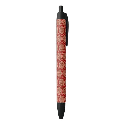 Aztec Pattern Zwarte Inkt Pen (Achterkant (Verticaal))