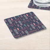 Aztec Pink en Aqua Indische Man Kartonnen Onderzetters (Schuin)