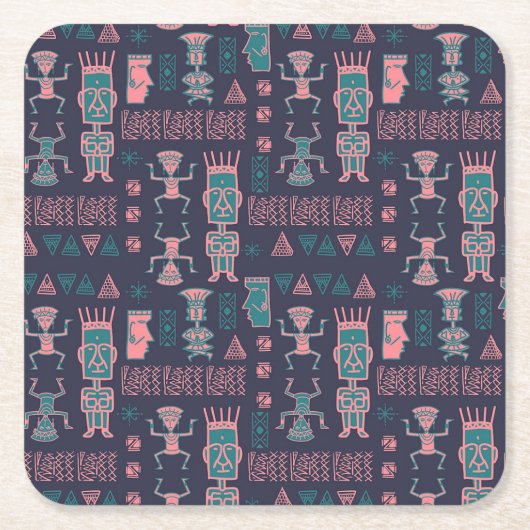 Aztec Pink en Aqua Indische Man Kartonnen Onderzetters (Voorkant)