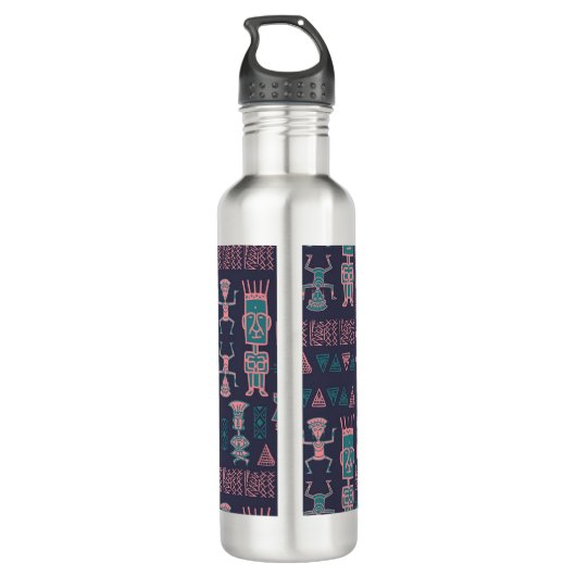 Aztec Pink en Aqua Indische Man Waterfles (Achterkant)