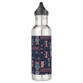 Aztec Pink en Aqua Indische Man Waterfles (Rechts)