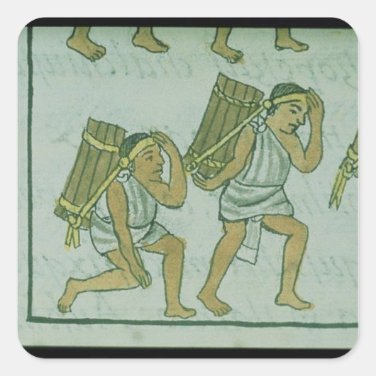 Aztec-porters uit de "Florentijnse Codex" Vierkante Sticker (Voorkant)