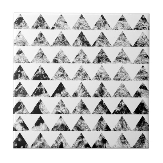 Aztec Print Zwart Wit Black White Tegeltje (Voorkant)