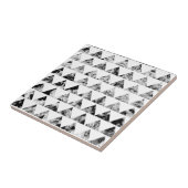 Aztec Print Zwart Wit Black White Tegeltje (Zijkant)