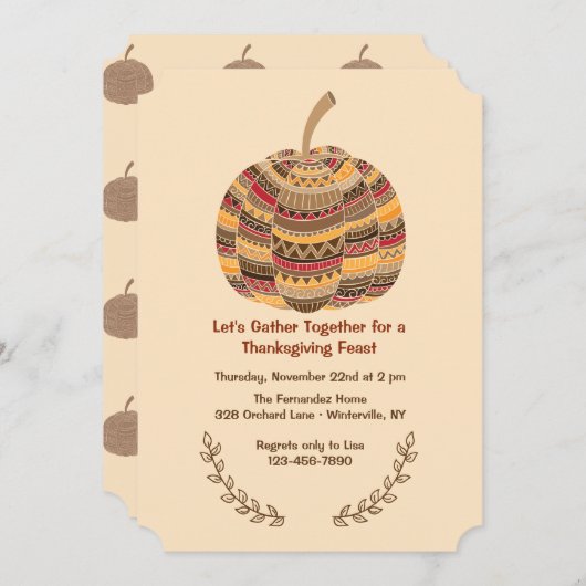 Aztec Pumpkin Uitnodiging (Voorkant / Achterkant)