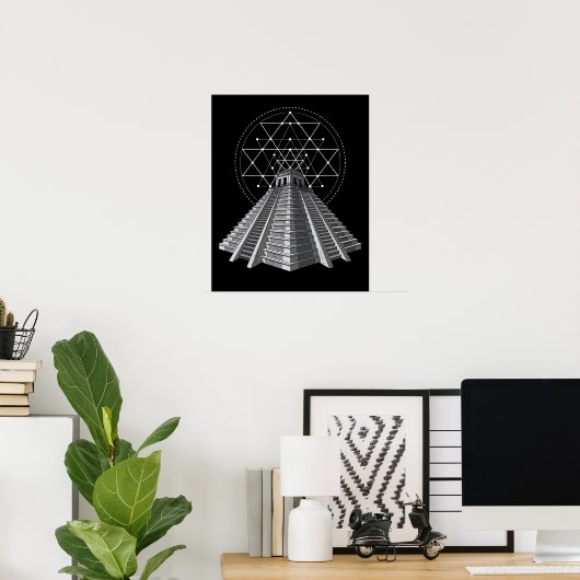 Aztec Pyramid Ancient Mayan Sacred Geometry Poster (Thuiskantoor)