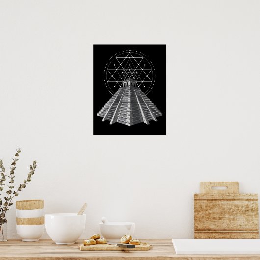 Aztec Pyramid Ancient Mayan Sacred Geometry Poster (Keuken)