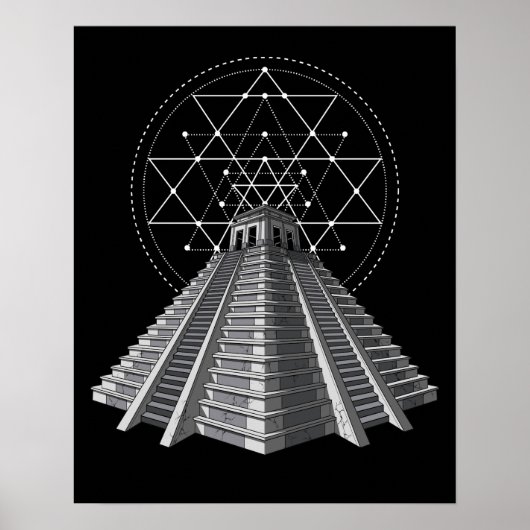 Aztec Pyramid Ancient Mayan Sacred Geometry Poster (Voorkant)