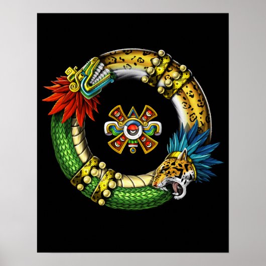 Aztec Quetzalcoatl Jaguar Poster (Voorkant)