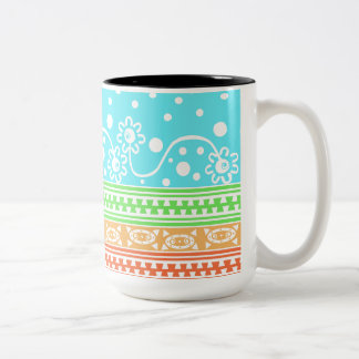 Aztec ritssluiting in pasteltinten tweekleurige koffiemok