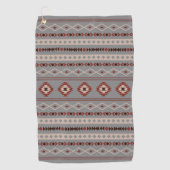 Aztec Roest Cream Bruin Grijs Gemengde Motieven Pa Golfhanddoek (Voorkant)