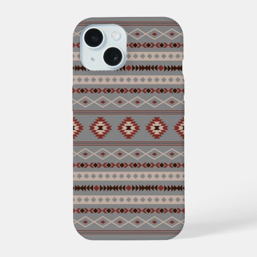 Aztec Roest Cream Bruin Grijs Gemengde Motieven Pa iPhone 15 Case (Achterkant)
