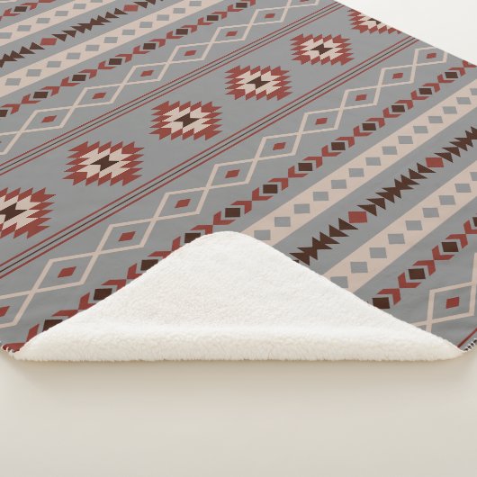 Aztec Roest Cream Bruin Grijs Gemengde Motieven Pa Sherpa Deken (3/4)