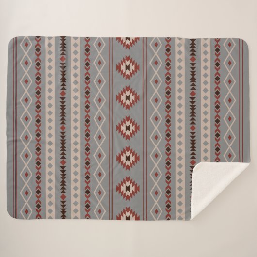 Aztec Roest Cream Bruin Grijs Gemengde Motieven Pa Sherpa Deken (Voorkant (horizontaal))