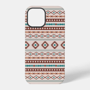 Aztec Roest Teal Crème Gemengde Motieven Patroon iPhone 12 Pro Hoesje