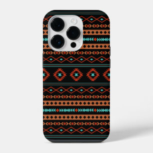 Aztec Roest Teal Zwart Gemengde Motieven Patroon iPhone 14 Plus Hoesje