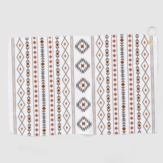Aztec rood grijs wit gemengd motieven patroon golfhanddoek (Horizontaal)