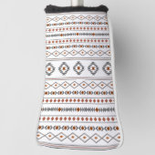 Aztec rood grijs wit gemengd motieven patroon golfheadcover (Draai 90)