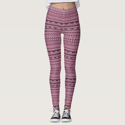 Aztec roze of een geometrisch kleurenpatroon leggings (Voorkant)