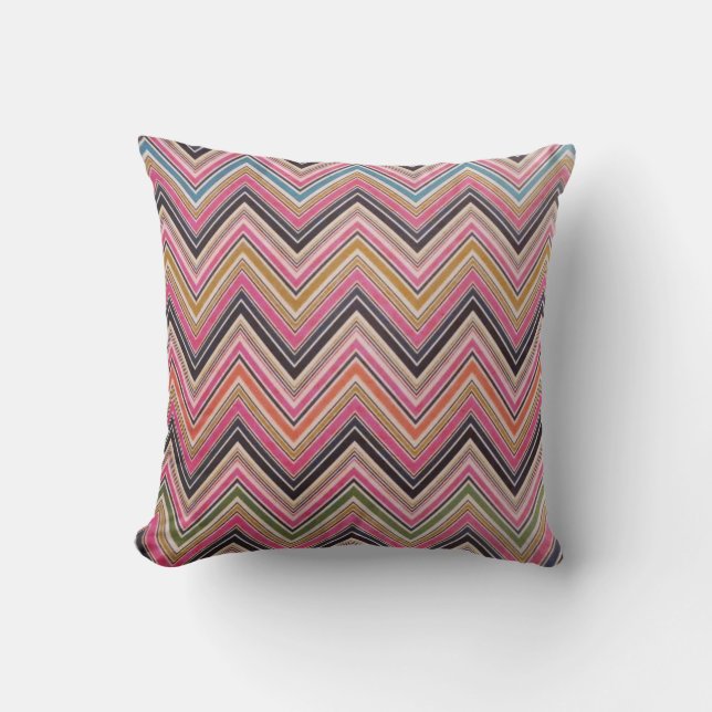 Aztec roze roze roodgroene Chevron Girly Pattern Kussen (Voorkant)