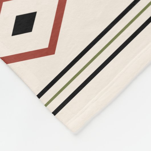Aztec Rust Green Black Cream Mixed Motifs Pattern Fleece Deken (Hoek)