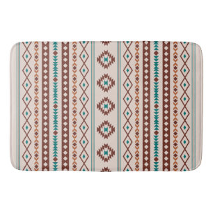 Aztec Rusts Blauwgroen Cream Mixed Motifs Pattern Badmat