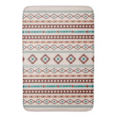 Aztec Rusts Blauwgroen Cream Mixed Motifs Pattern Badmat (Voorkant Verticaal)