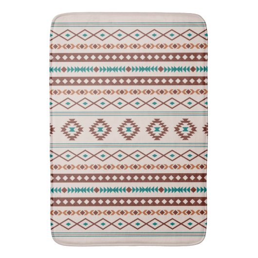 Aztec Rusts Blauwgroen Cream Mixed Motifs Pattern Badmat (Voorkant Verticaal)