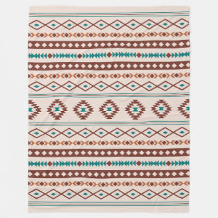 Aztec Rusts Blauwgroen Cream Mixed Motifs Pattern Fleece Deken