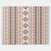 Aztec Rusts Blauwgroen Cream Mixed Motifs Pattern Fleece Deken (Voorkant (Horizontaal))