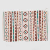 Aztec Rusts Blauwgroen Cream Mixed Motifs Pattern Golfhanddoek (Horizontaal)