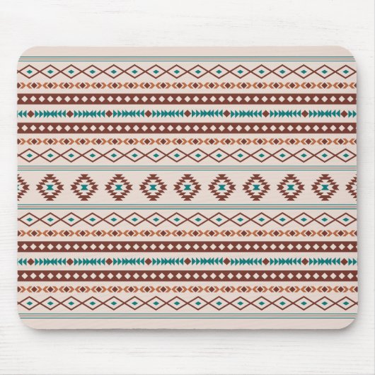 Aztec Rusts Blauwgroen Cream Mixed Motifs Pattern Muismat (Voorkant)