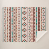 Aztec Rusts Blauwgroen Cream Mixed Motifs Pattern Sherpa Deken (Voorkant (horizontaal))