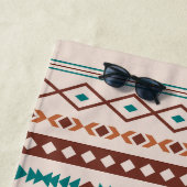 Aztec Rusts Blauwgroen Cream Mixed Motifs Pattern Strandlaken (In situ)