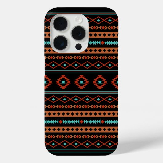 Aztec Rusts Blauwgroen zwarte gemengde motieven Case-Mate iPhone Case (Achterkant)