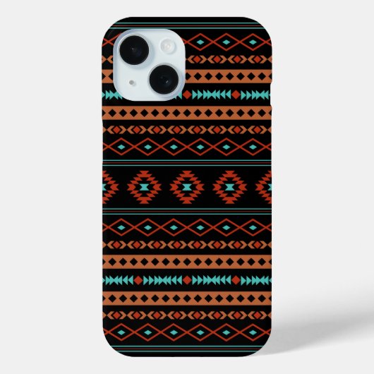 Aztec Rusts Blauwgroen zwarte gemengde motieven Case-Mate iPhone Case (Achterkant)