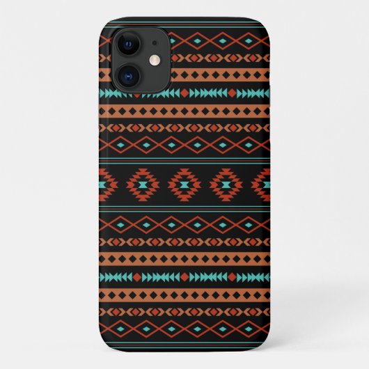 Aztec Rusts Blauwgroen zwarte gemengde motieven Case-Mate iPhone Case (Achterkant)