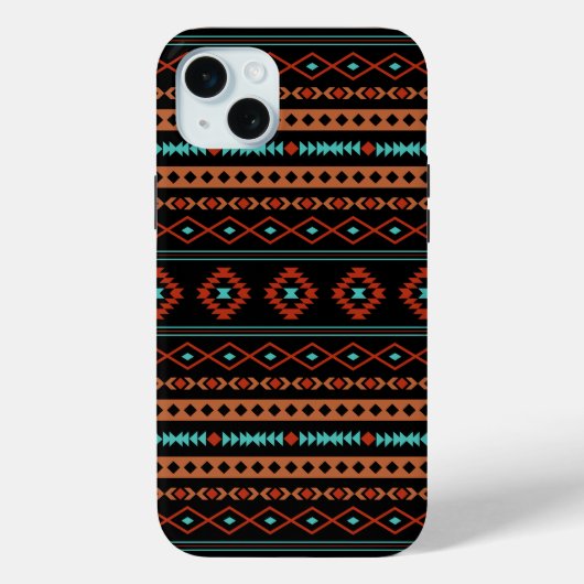 Aztec Rusts Blauwgroen zwarte gemengde motieven Case-Mate iPhone Case (Achterkant)