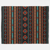 Aztec Rusts Blauwgroen zwarte gemengde motieven Fleece Deken (Voorkant (Horizontaal))