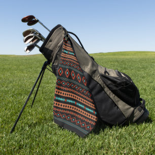 Aztec Rusts Blauwgroen zwarte gemengde motieven Golfhanddoek