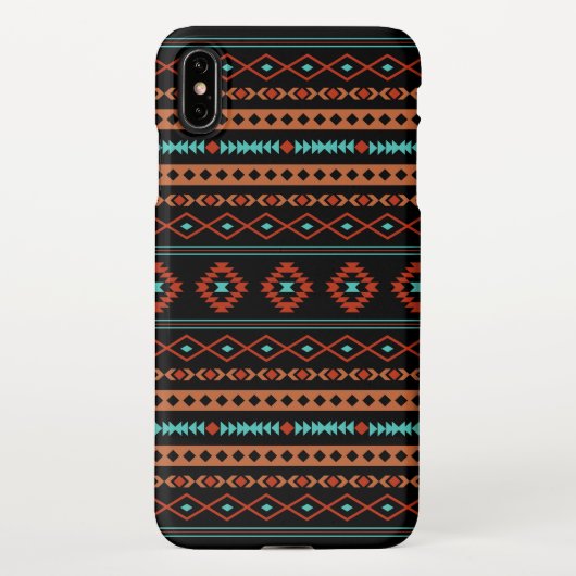 Aztec Rusts Blauwgroen zwarte gemengde motieven iPhone Hoesje (Achterkant)