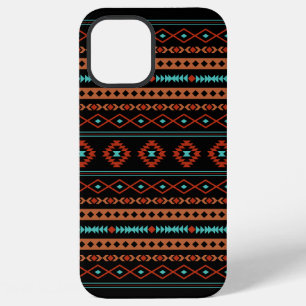 Aztec Rusts Blauwgroen zwarte gemengde motieven iPhone 12 Pro Max Hoesje