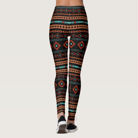 Aztec Rusts Blauwgroen zwarte gemengde motieven Leggings (Achterkant)