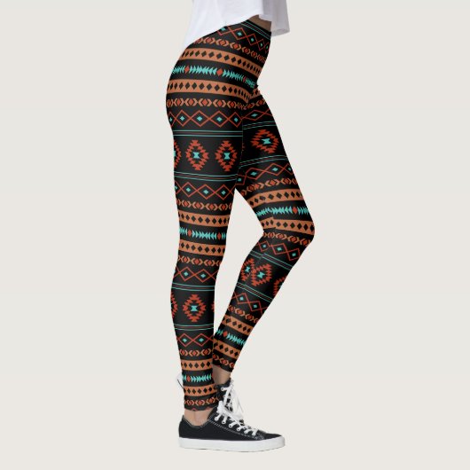 Aztec Rusts Blauwgroen zwarte gemengde motieven Leggings (Rechts)