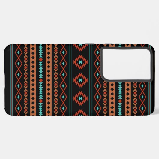 Aztec Rusts Blauwgroen zwarte gemengde motieven Samsung Galaxy Hoesje (Linkerkant)