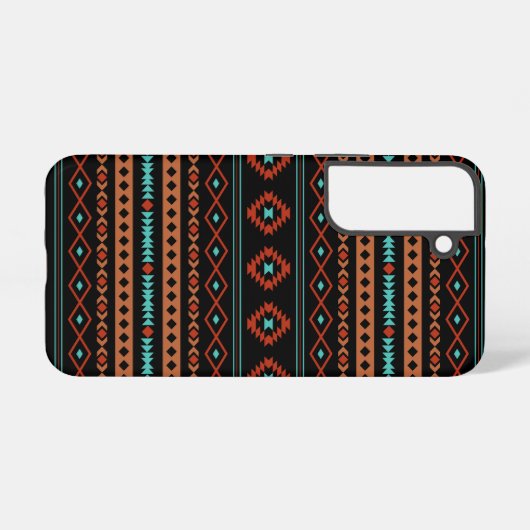 Aztec Rusts Blauwgroen zwarte gemengde motieven Samsung Galaxy Hoesje (Achterkant horizontaal)